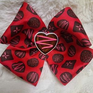 Valentines chocolates jumbo hair bow